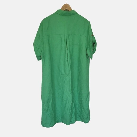 EUC linen animal buttons Coldwater Creek women's adjustable sleeves shirtdress - Picture 3 of 9